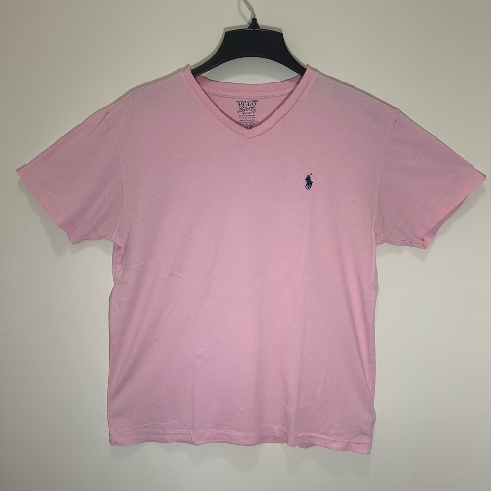 Polo Ralph Lauren Men's Light Pink V-Neck Tee - Picture 1 of 3